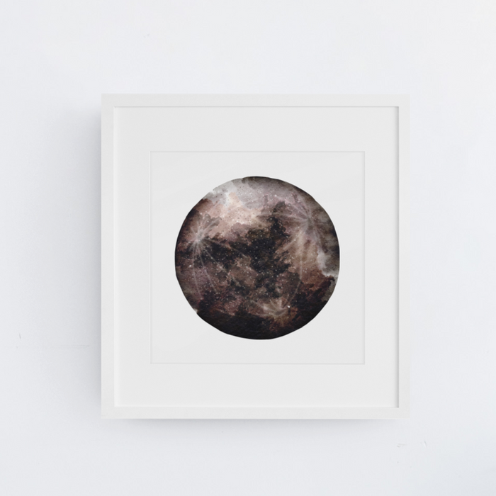 Dark Moon Watercolor Painting Digital Download