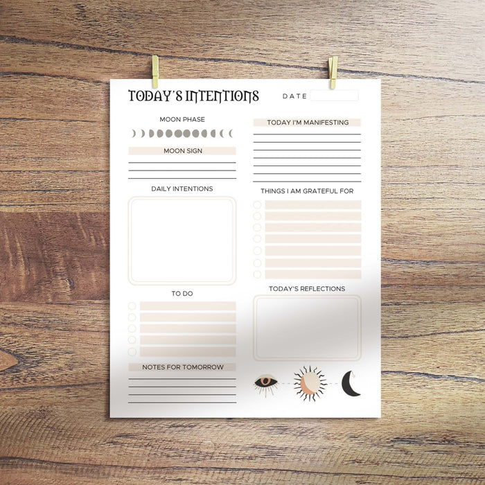 Today's Intentions Printable Worksheet